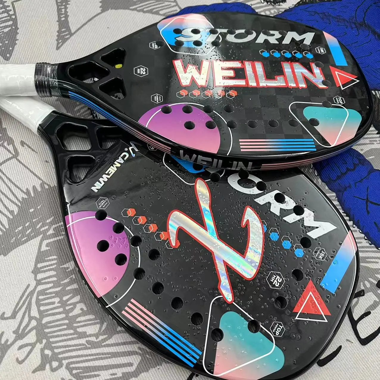 2023 new original camewin18k super soft eva carbon fiber beach tennis racket with bag