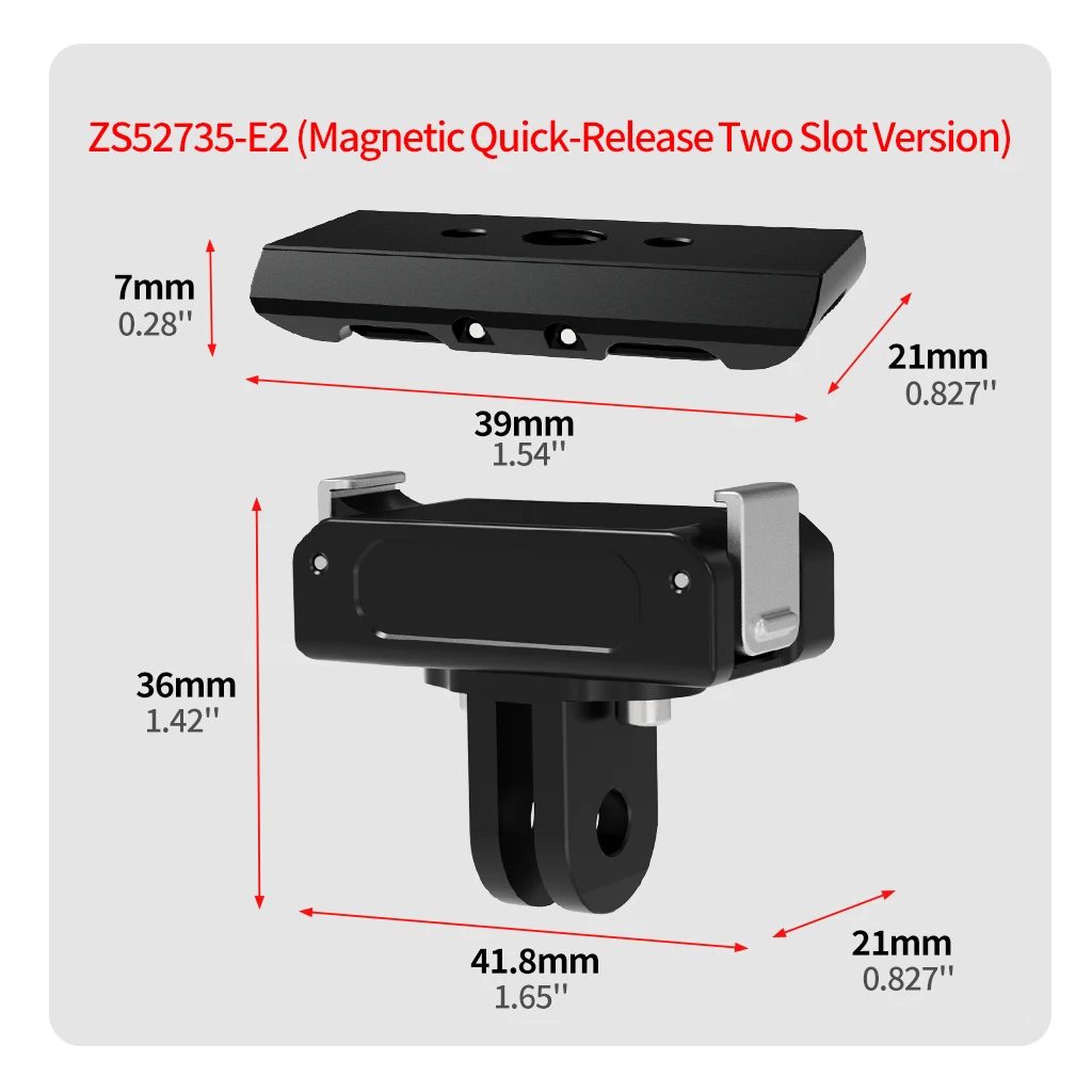 4-in-1-Aluminium-Adapter, 1/4 Zoll M3-Montageloch für DJI OSMO 360 Action 4 5 GoPro 13 NATO Slider, magnetische Schnellverschluss-Stativbasis – Detail 19