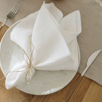 Ensemble de 6 serviettes en tissu de Table 40x40cm, napperon épais en Polyester Durable, réutilisable pour la cuisine, la salle à manger, la décoration de mariage 1
