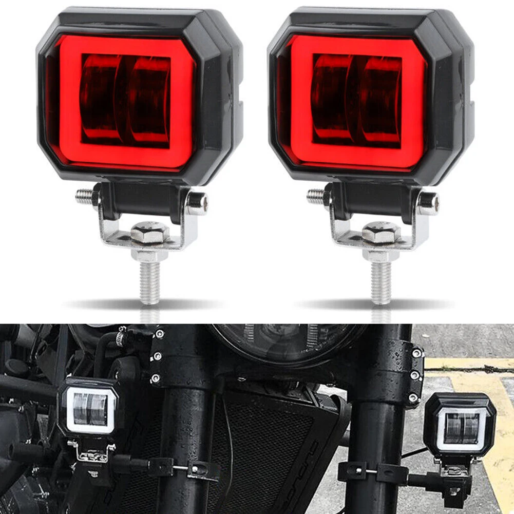 

3 Inch LED Work Light Bar 20W Red Angel Eyes Fog Lights For Car Motorcycle 2 Pcs LED Headlights Car Accessory