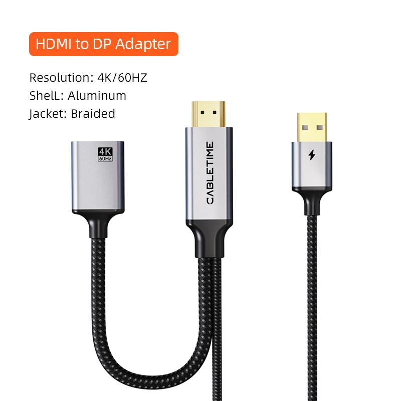 4K 60Hz HDMI to DisplayPort Video Audio Adapter Cable