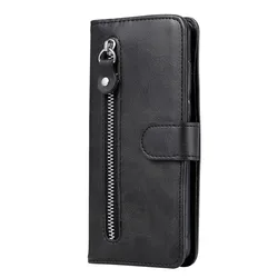Premium Flip Magnetic Leather Wallet Phone Case with Card Slot for Xiaomi Redmi 10 Series (Black)