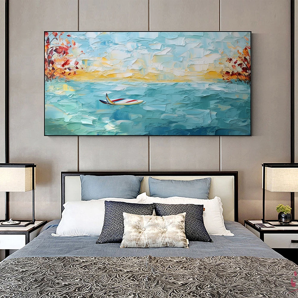 

Hand Painted Oil Painting Abstract Ocean Oil Painting Original Seascape Painting Living Room Home Decor Modern Blue Wall Art