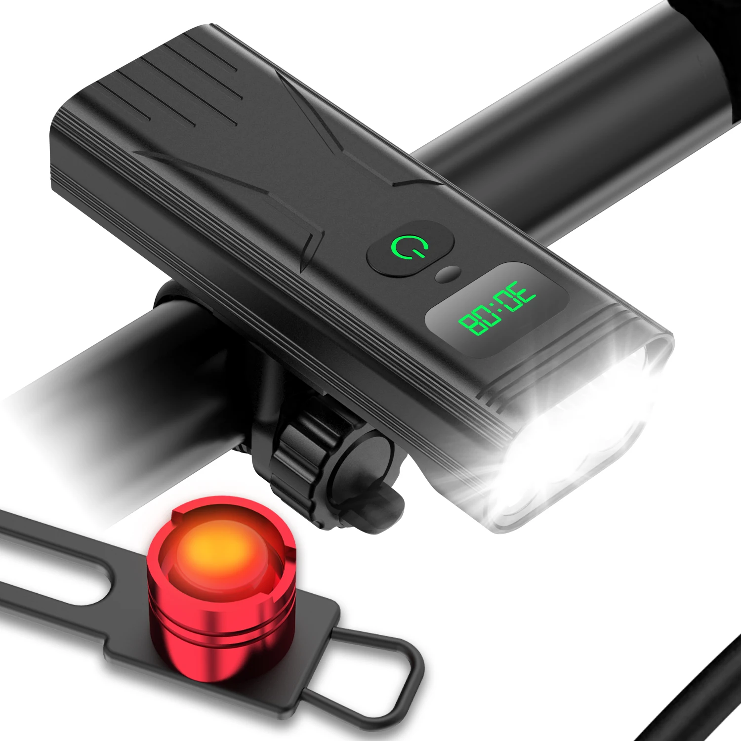 LEDBicycleLightUSBRechargeableBikeLightPowerDisplayRoadBike