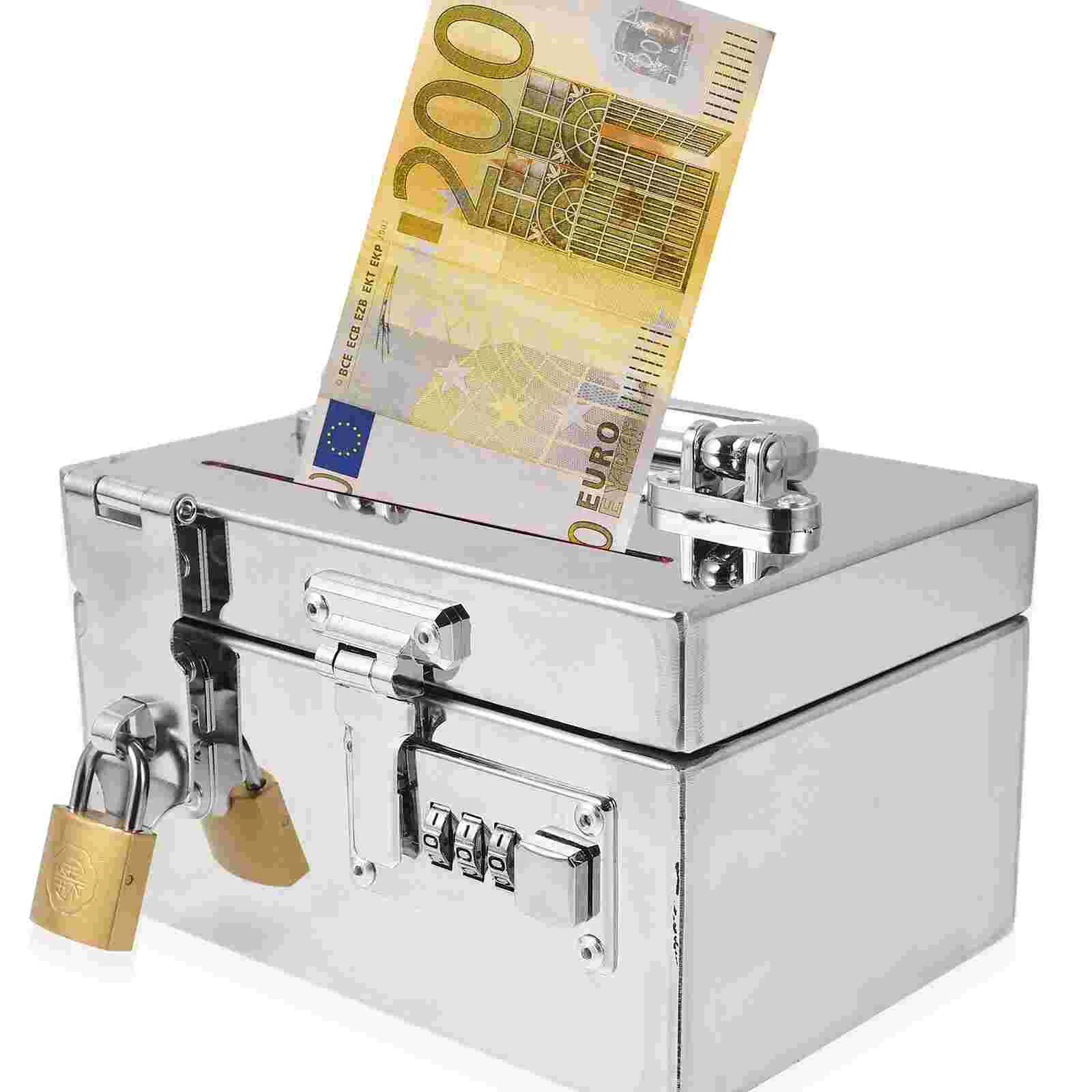 Password Box Piggy Bank Banks For Adults Stainless Steel Coin Men's Wallets Savings Metal Unique Water Proof 6