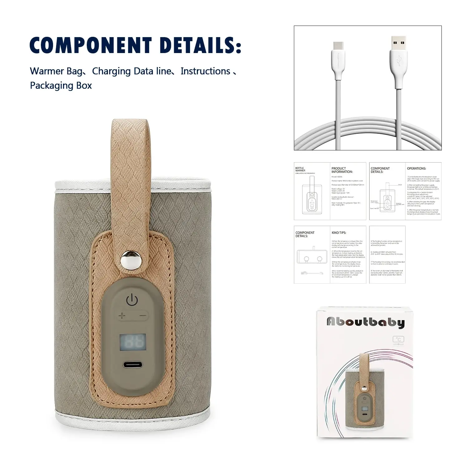 Portable Bottle Warmer Travel For Baby Bottle Warmer For Breastmilk Drink Warm Milk Thermostat Bag baby bottle heater