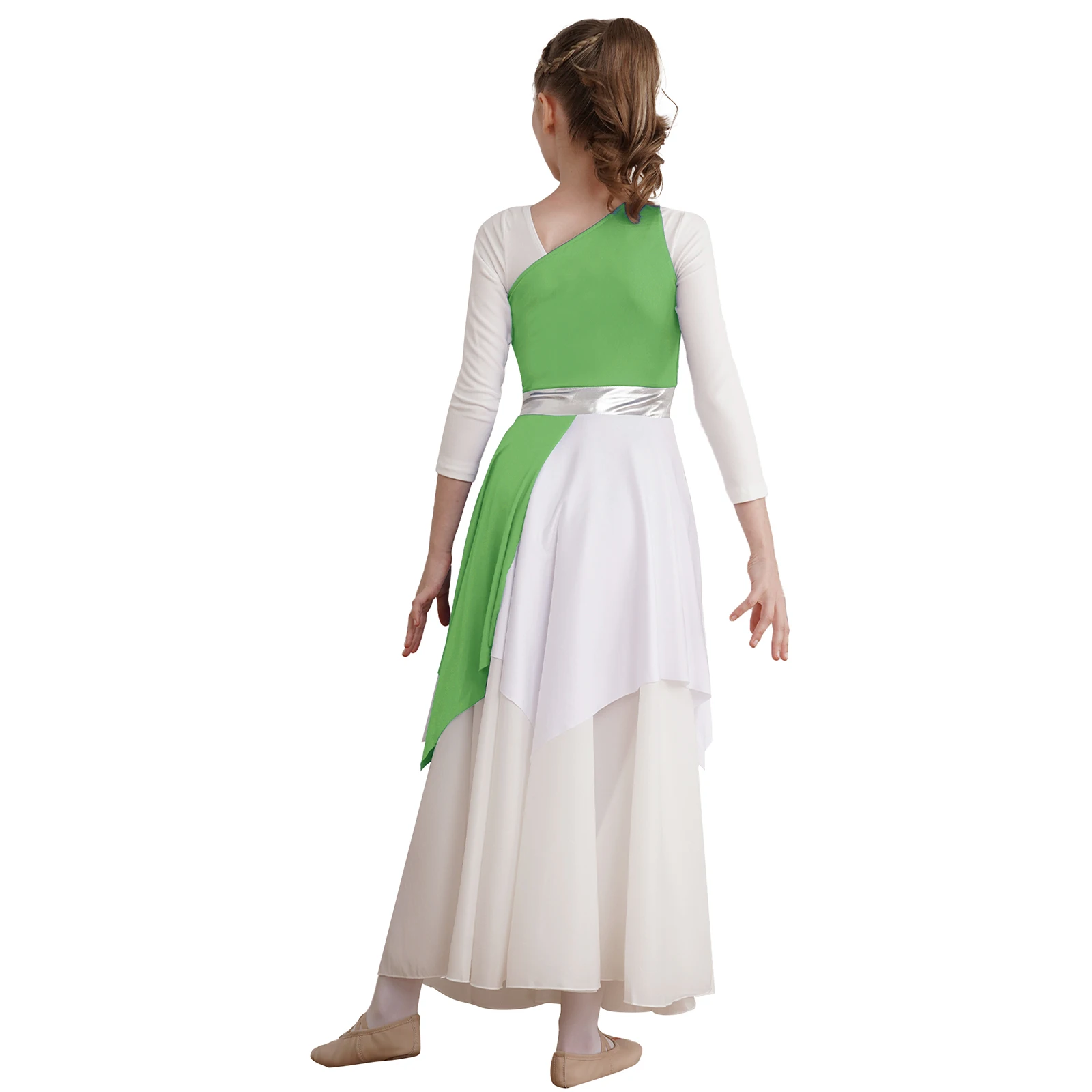 Ballet Dress Girls Dance Costumes Kids Girls Ballet Praise Lyrical Dance Performance Tunic Dress Church Christian Worship Robe Costume Contemporary Dance Dress