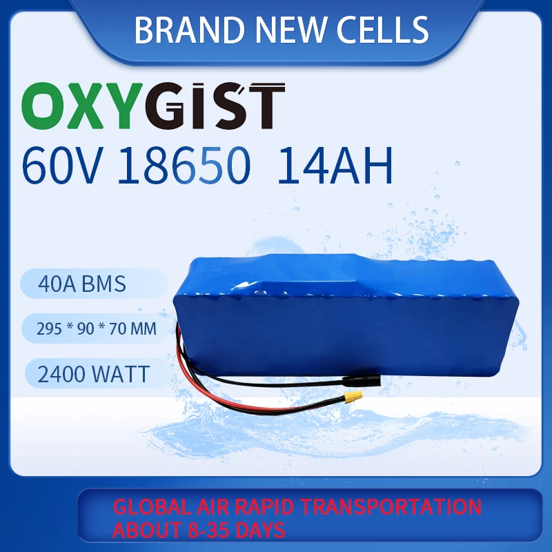 60V 72V motorcycle battery 18650 21700 14Ah-17Ah high-power lithium battery pack with balance 40A BMS for Tricycle Ebike Scooter