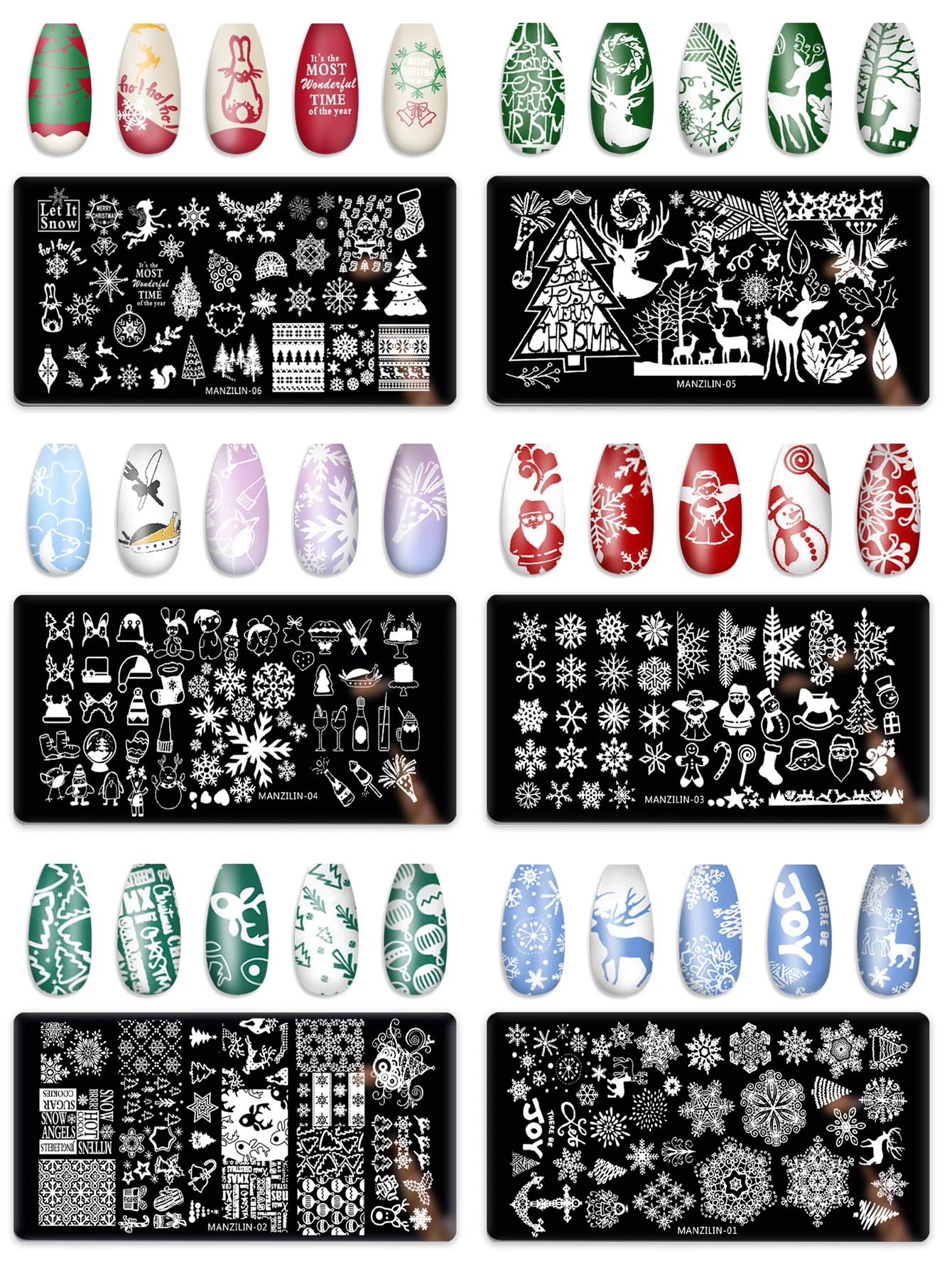 Snowflake Christmas Nail Stamping Plates Love Leaves Hat Design Printing Plates Nails Art Stencil Stamp Tools Nails Decoration 6