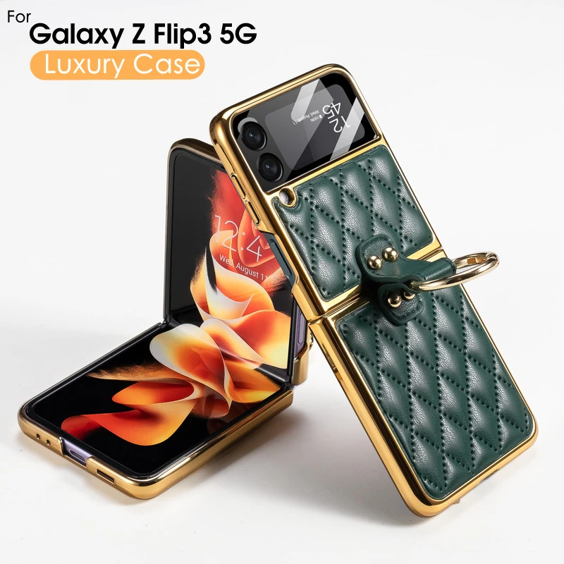 New Ring Holder Case For Samsung Galaxy Z Flip 3 5G Cover Protective  Ultra-thin Case With Bracket Holder For Samsung Z Flip3 - AliExpress