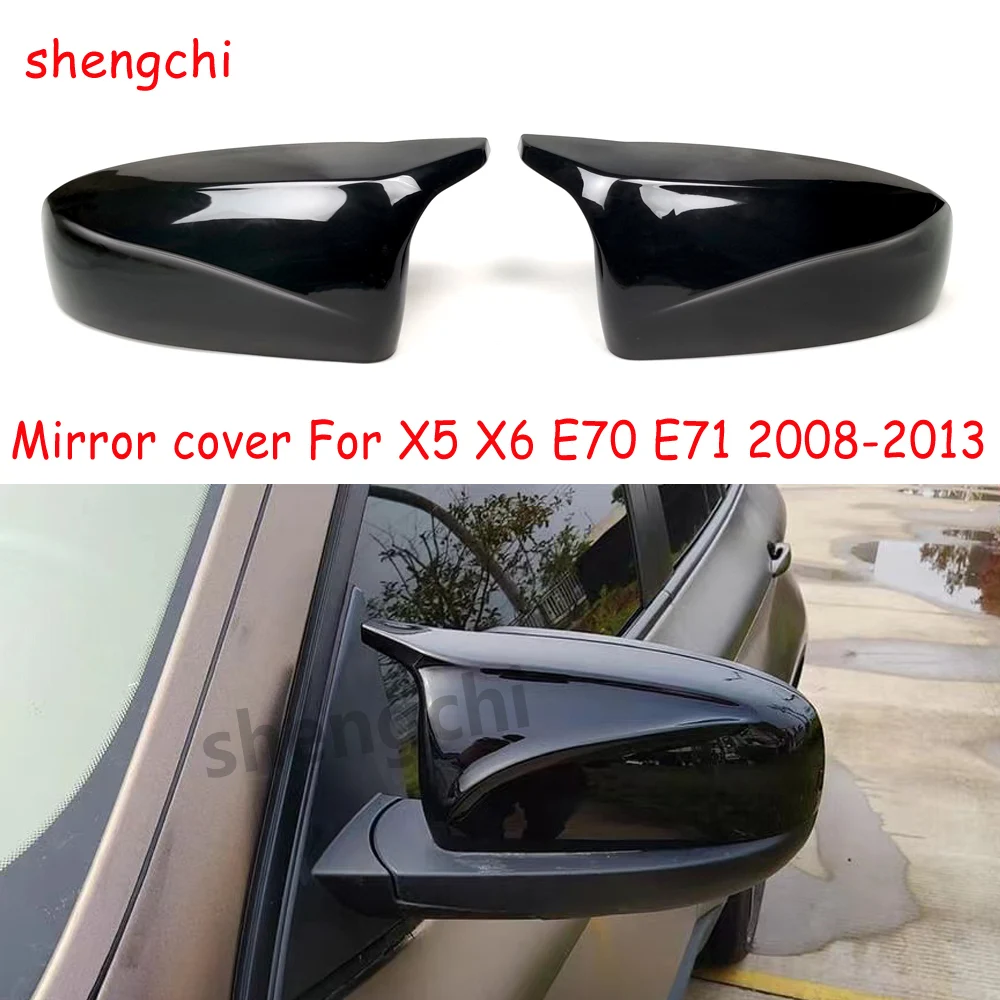 

E70 E71 Glossy Black Side Rearview Door Mirror Covers for BMW X5 X6 2008-2013 Replacement Mirror Caps