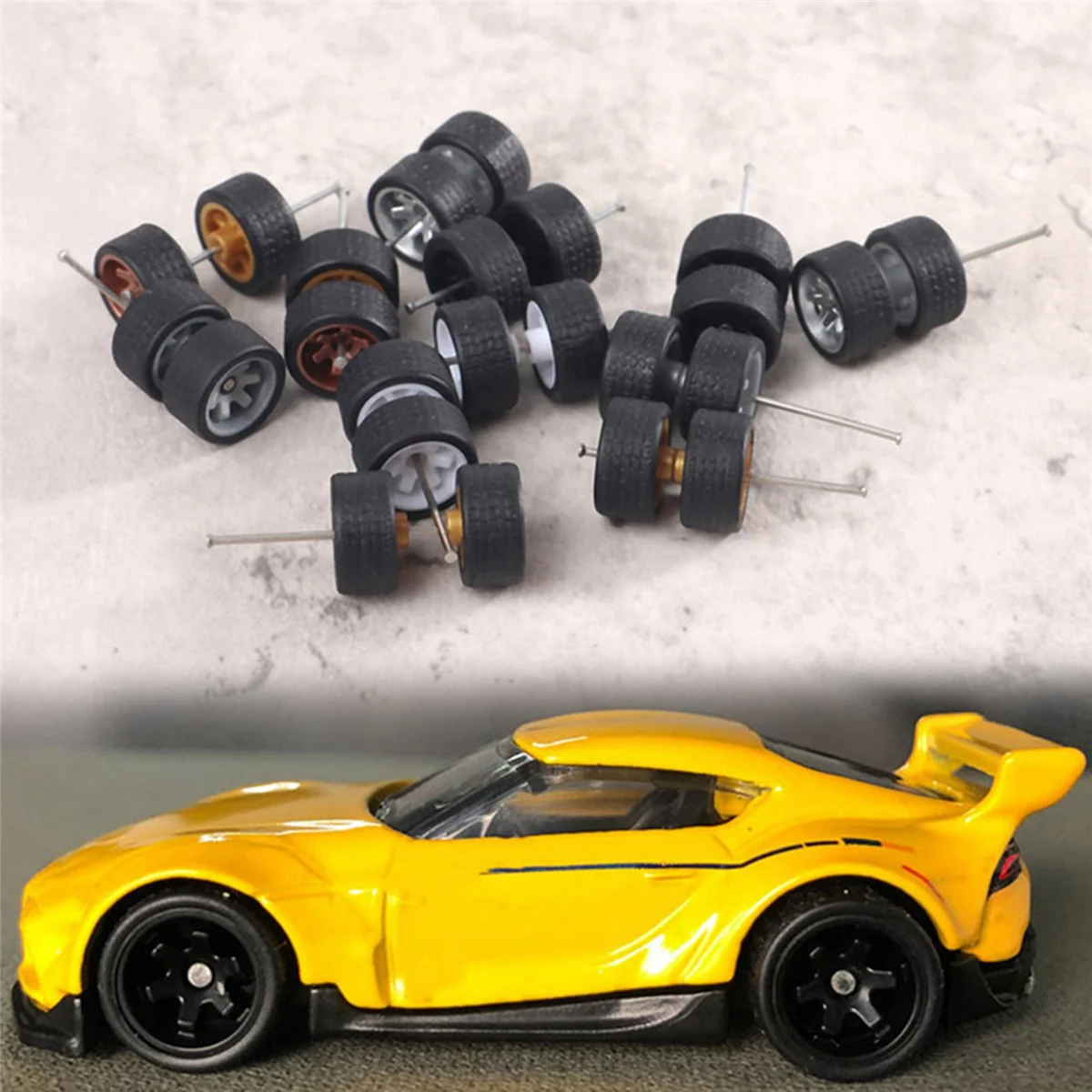 BAAU 20 Sets 1/64 Offroad Wheels/ Rubber Tires 18.3mm Removable Tire for Wheel 1:64 RC Truck Model Off-Road SUV Random Color