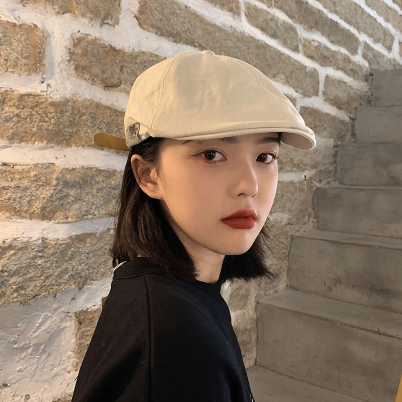 [ZYAS] 2025 Neue Vintage Leinen Hip-Hop Baskenmütze für Herren und Damen mit Seitenetikett – Vintage Beanie im Crowd-Stil als Sonnenhut – Detail 8