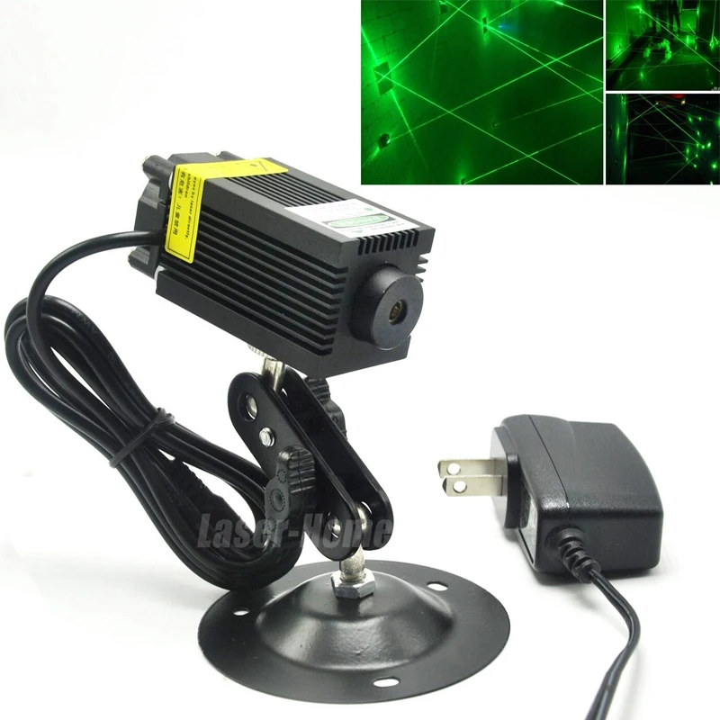 Long Time Working 532nm 100mW Green Laser Diode Module Focus Dot Positioning with 12V Adapter Holder