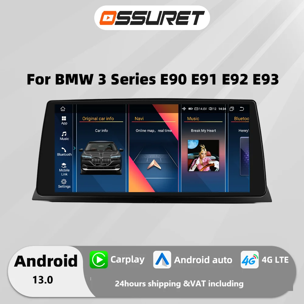 10.25"Android 13 Auto Car radio For BMW 3 E90 E91 E92 E93 CCC CIC 2005-2012 Multimedia Video player GPS navi Carplay 4G Stereo