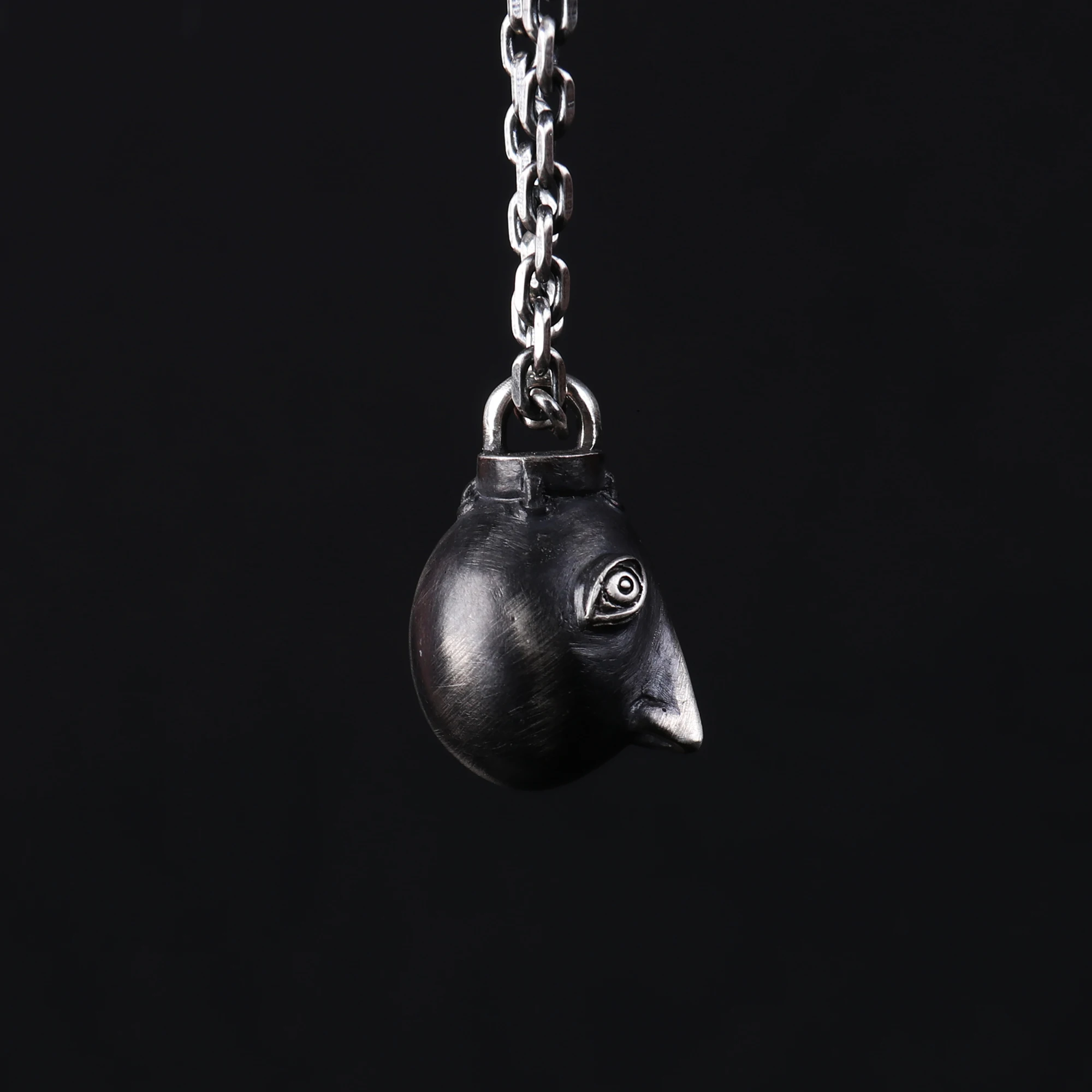 Handmade 27g 925 Sterling Silver Behelit Pendant beherit Necklace The egg of king open eyes Smooth Version