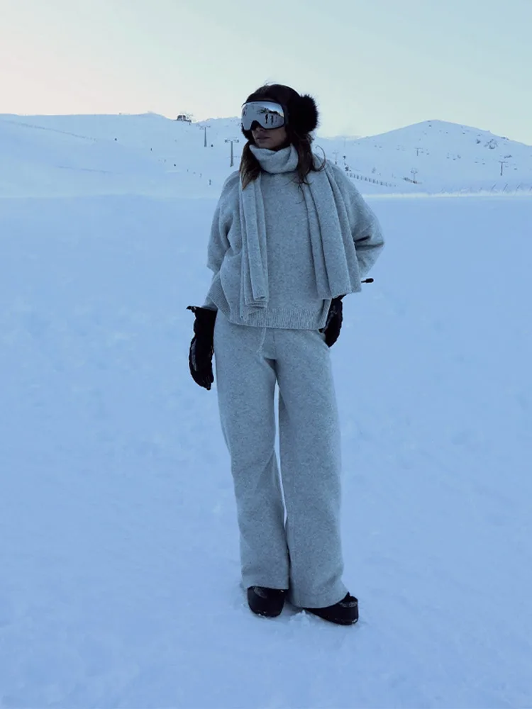 Winter Thicken Skiwear Sets Chic High Neck Hooded Zipper Coat Ski Pant Waterproof Tracksuit 2026 Lady Warm Outdoor Sportswear