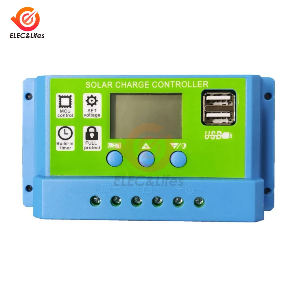 11.1V/12V/24V 10A 20A 30A Regolatore solare universale Regolatore di carica solare fotovoltaico con display LCD Doppia porta USB - immagine 6