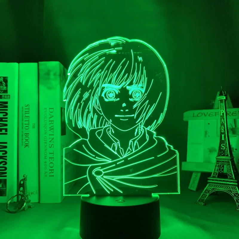LXMISS Anime figura illusione lampada attacco su titanio Levi Ackerman LED luce notturna per camera da letto decorazione bambini attacco su tavolo titanio 3D Aot Levi telecomando