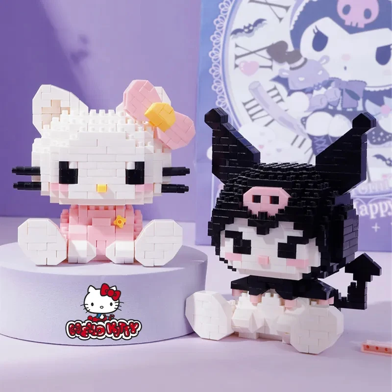 

Sanrio Новый кавайный конструктор Hello Kitty из мелких частиц, игрушки в сборе, милый Diy велосипедный Cinnamoroll, детский подарок на день рождения