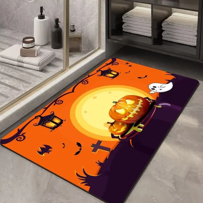 VIKAMA Halloween Mat Entrance Door Bathroom Crystal Velvet Carpet floor mat decorative carpet plush carpet imitated cashmere carpet silk wool rug plush rug shaggy rug pad crystal pile rug coral velvet rug non slip carpet kids carpet