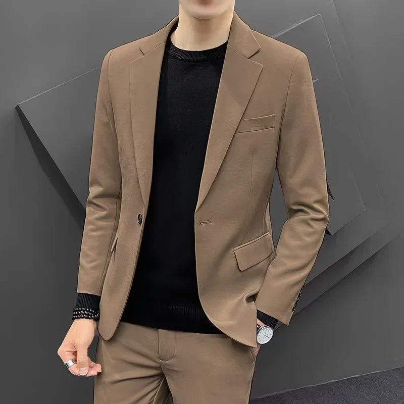 Men Suits Jackets Men's New Fall Winter Hong Kong Style Business Slim Fit Suit Jacket Professional Marriage Formal Western-style Clothes