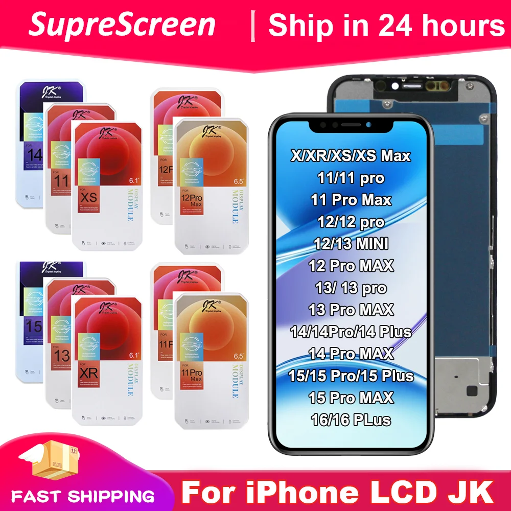 JK 아이폰 X XR XS Max 11 12 13 미니 LCD 디스플레이 터치 스크린 디지타이저 아이폰 14 15 16 프로 맥스 14 15 16 플러스 디스플레이용