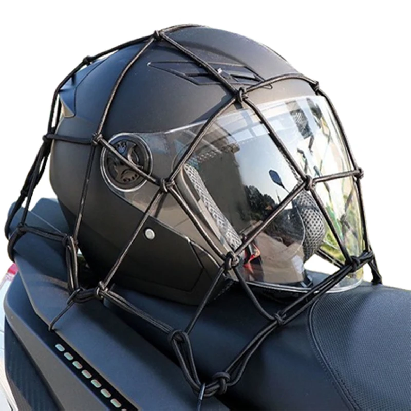 Motorcycle Cargo Net High Elastic Double Layer Motorcycle Net for Helmet Storage Bungee Cargo with Hooks Luggage