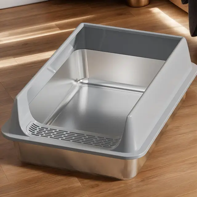 Litter Box for Cats Deepen Pet Litter Box Semi-Enclosed Deepened Cat Toilet with Scoop for Dormitory Apartment Living Room Car 4