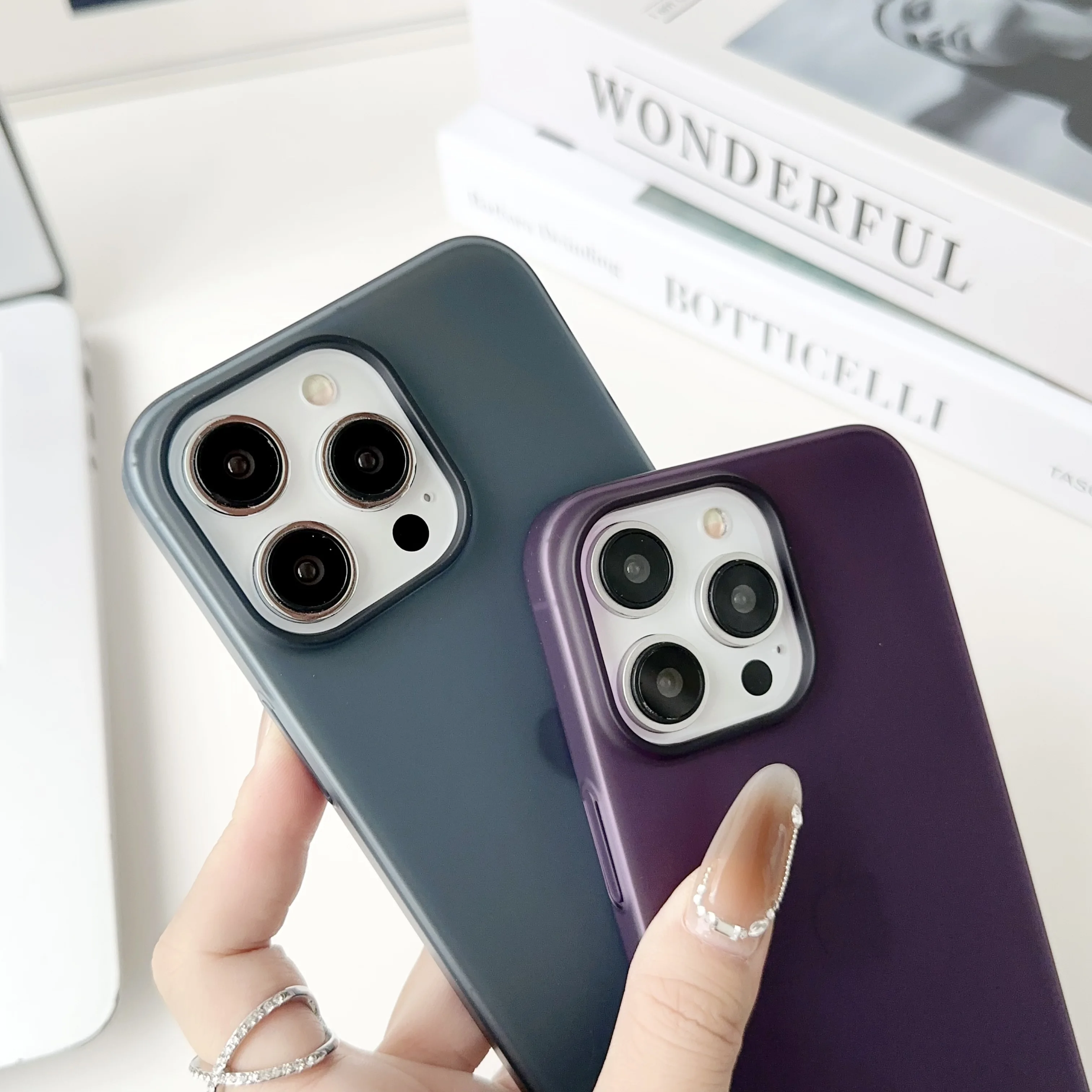 Ultra-Thin Frosted Translucent Shockproof Phone Case with Matte Bumper