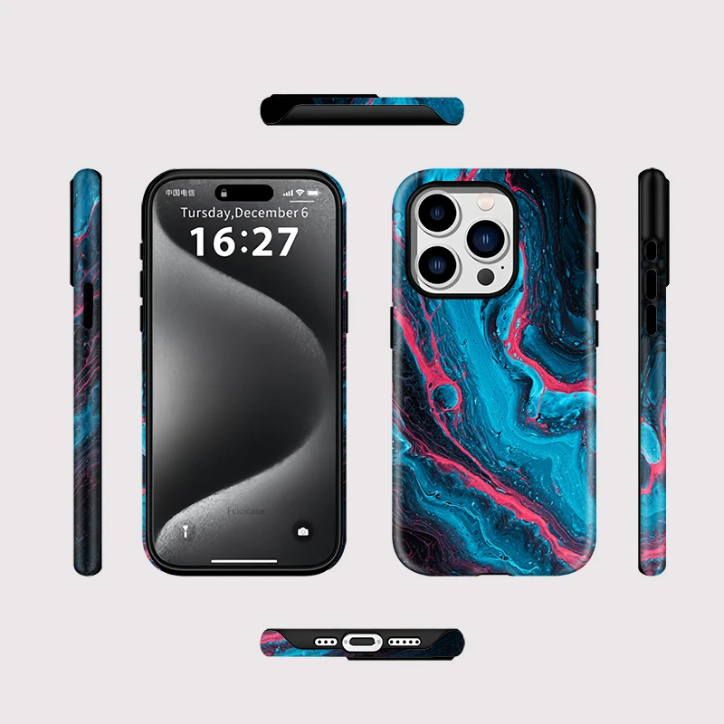 Fcicicase For Magsafe Phone Case for iPhone Air 17 16 15 14 13 12 11 Pro Max Magnetic Wireless Charge Painting Pattern Cover