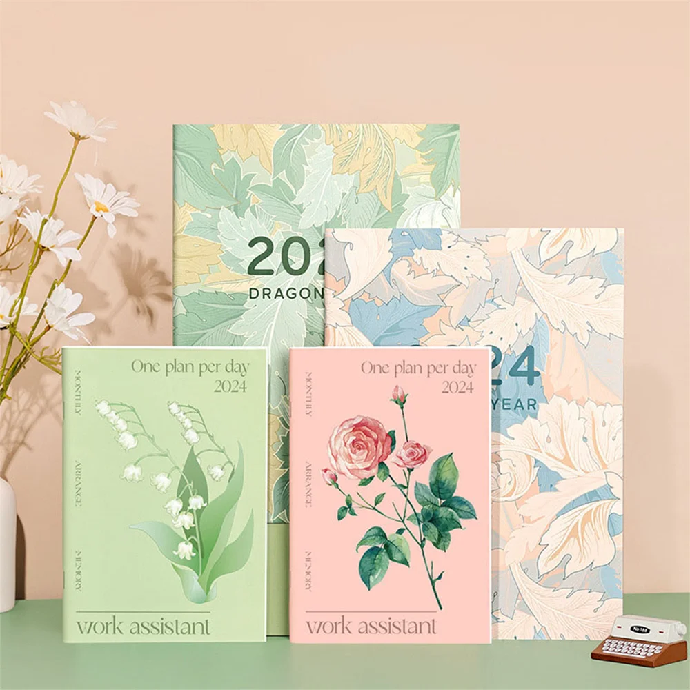 

2024 Agenda Journal Notebook A4 A5 Full Year Schedule Diary Notepads Flower Style Planner Timeline Weekly Plan Efficiency Office