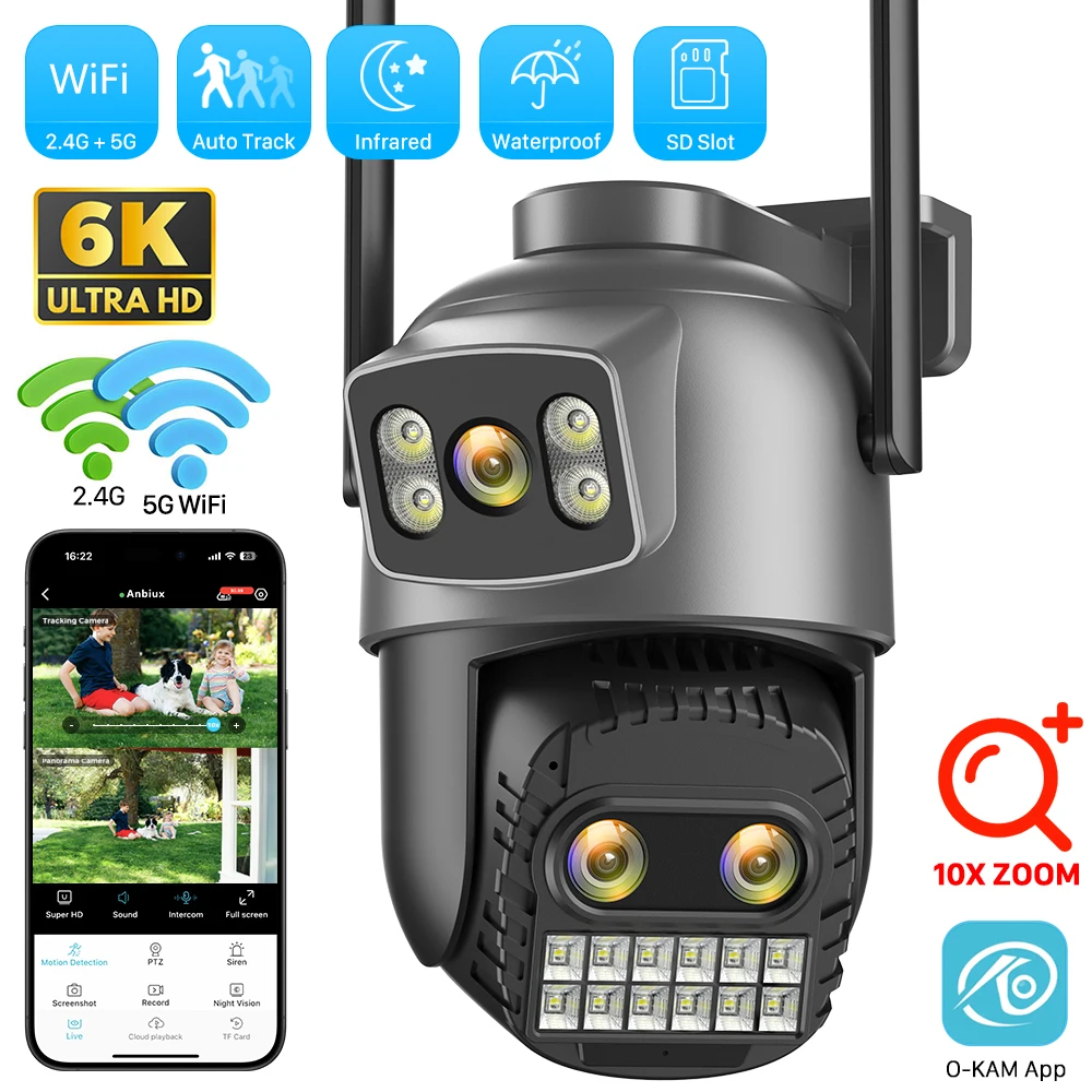 6K15MPIPCameraOutdoorThreeLens10XZoomIR100MWiFiCamera4K