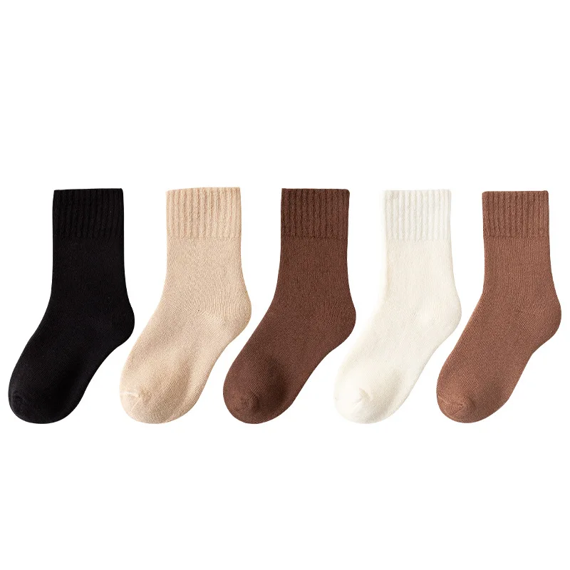 Kids Socks 5 Pairs/Lot Cotton Thick Keep Warm Terry-loop For 1-12 Years Baby Boys and Girls