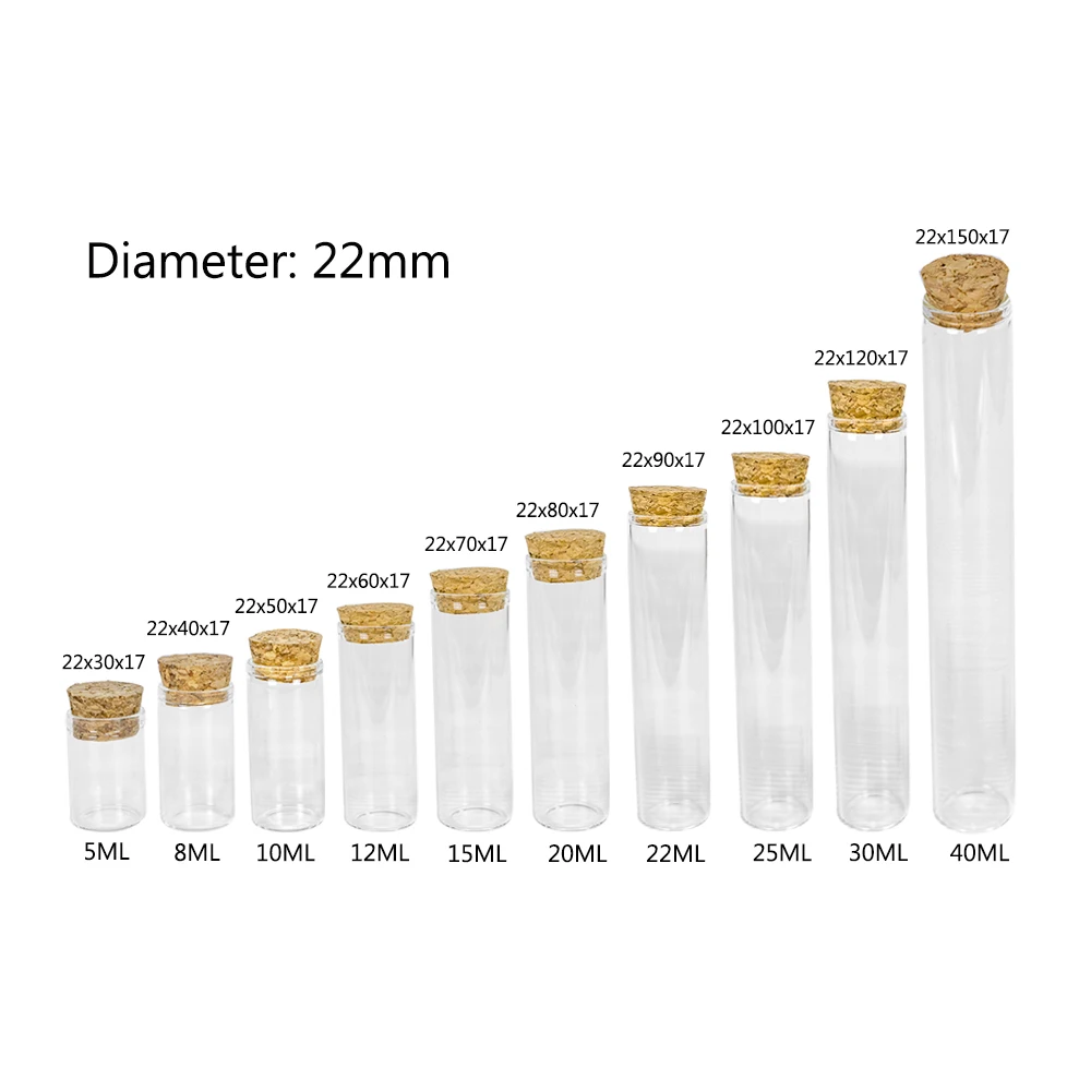 50Pcs Refillable Test Tube Vials Wedding Gifts Jars Empty Glass Bottles Ornaments Crafts Cosmetic Container