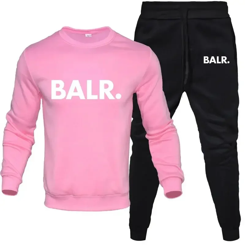 Men's Sets 2-Piece Hip Hop Anime Cartoon BALR Printed Plus Fleece Fashion Autumn Men O-Neck Sweatshirts Sweatpants Casual Suit 5