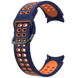 Dual-Color Silicone Watchband Strap - Versatile and Stylish Accessory for Watch 5 Pro 45mm (Midnight blue orange)