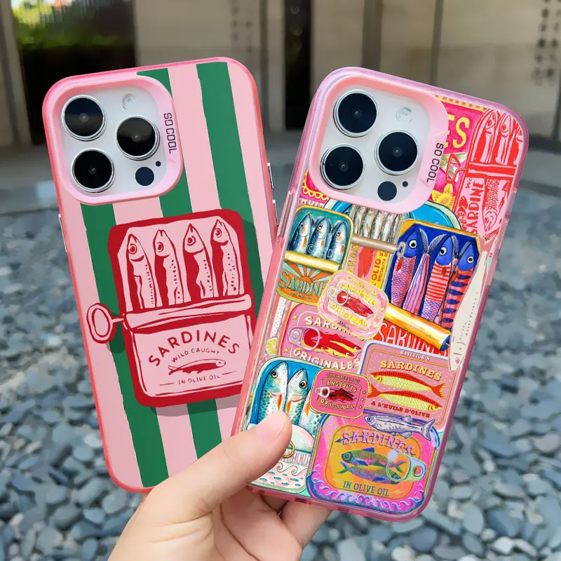 Sardines Laser Design Anti-Fall Matte Phone Case