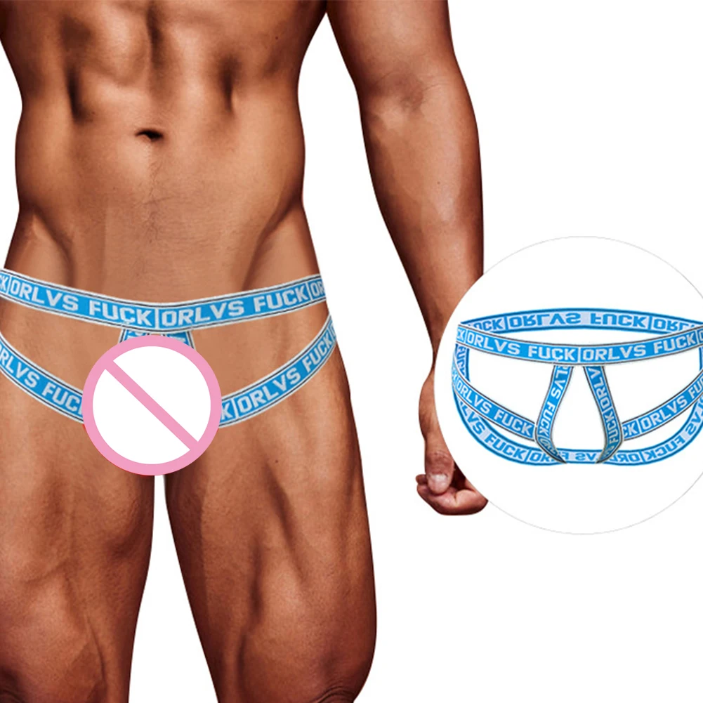 

Sexy Mens Bandage Thong Ball Lifter Jockstrap Underpants Ring Straps Open Hole Underwear Letter Printed Hollow Out Lingerie
