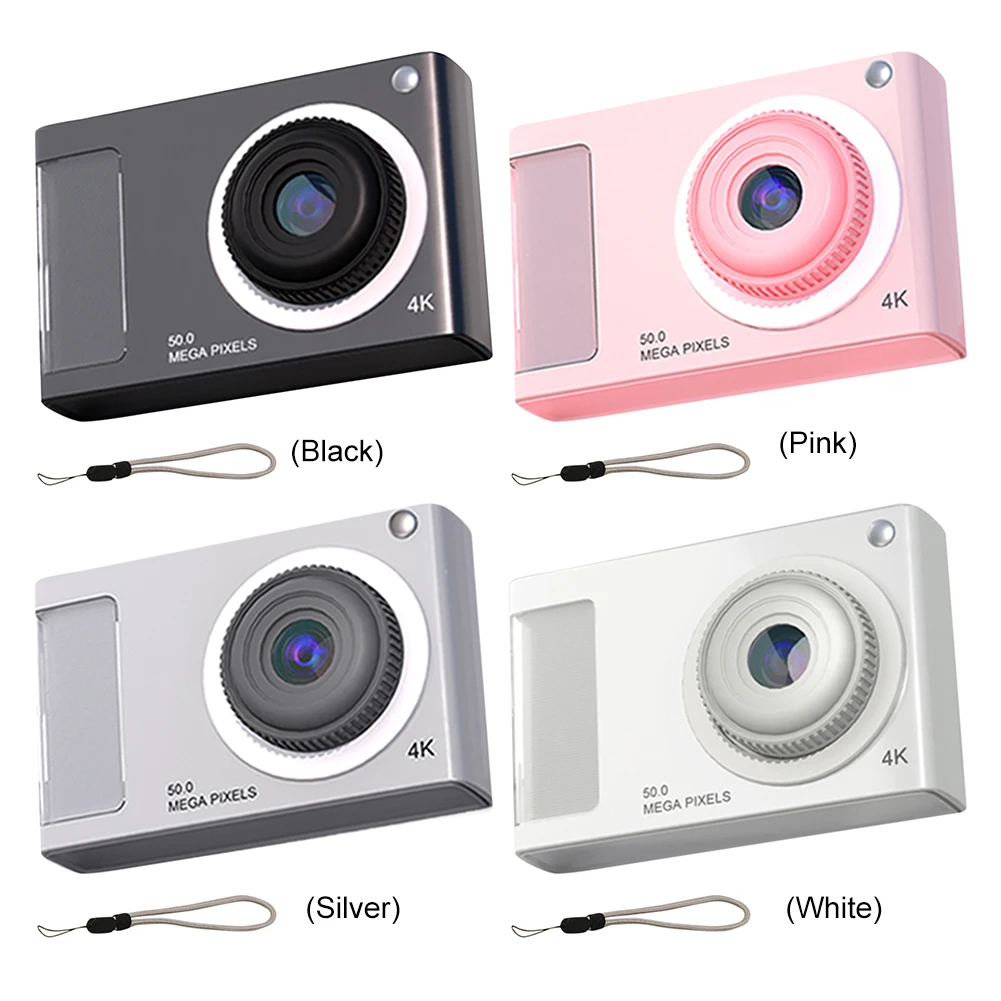 학생용 흔들림 방지 셀카 카메라, 48MP HD 미니 카메라, 2.4 인치 IPS 디스플레이, 16X 줌 비디오 카메라, 4K, 필 라이트, 어린이 선물