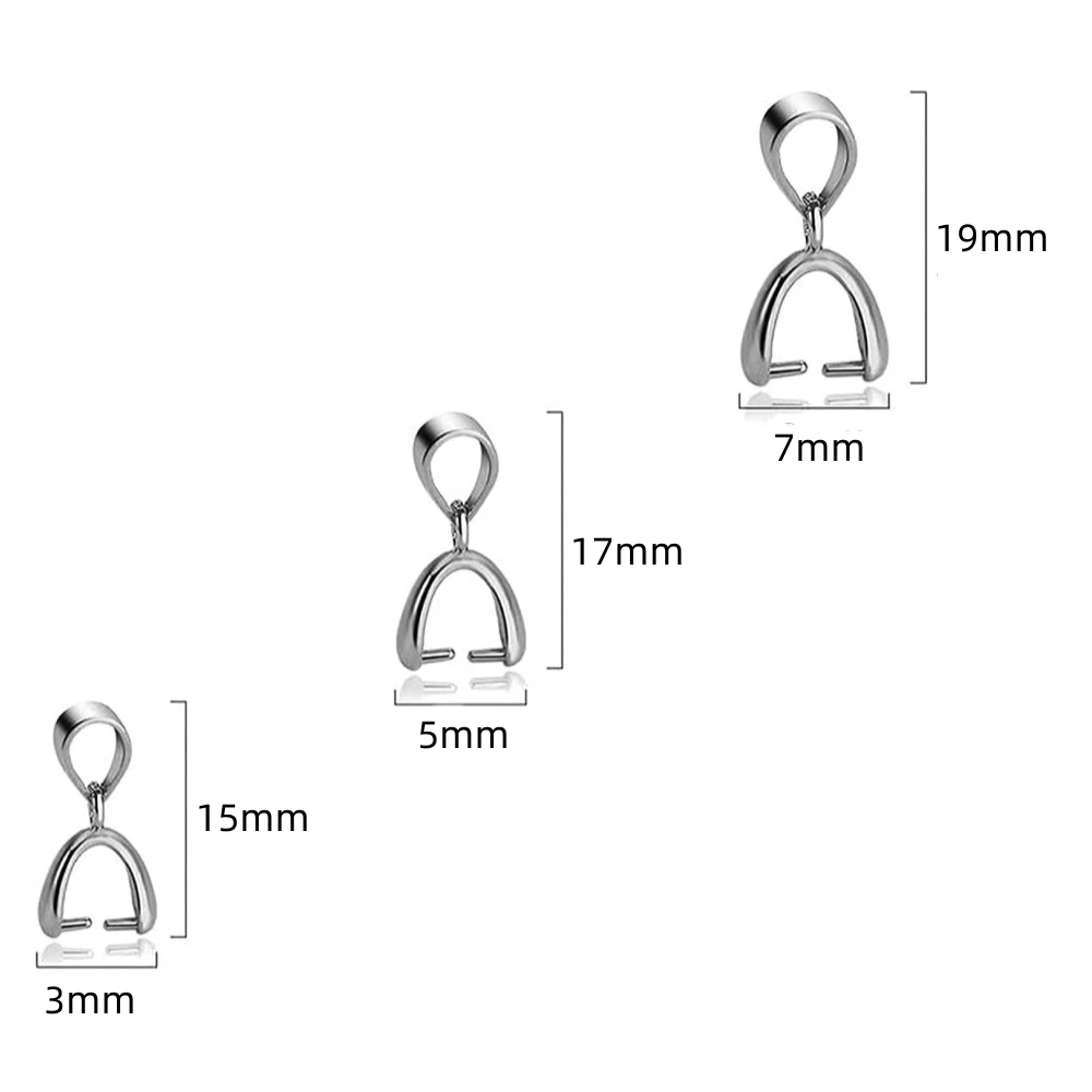 20pcs Stainless Steel Charms Pendant Clip Clasps Pinch Bail Clip for  Necklace Pendant Connector DIY Jewelry