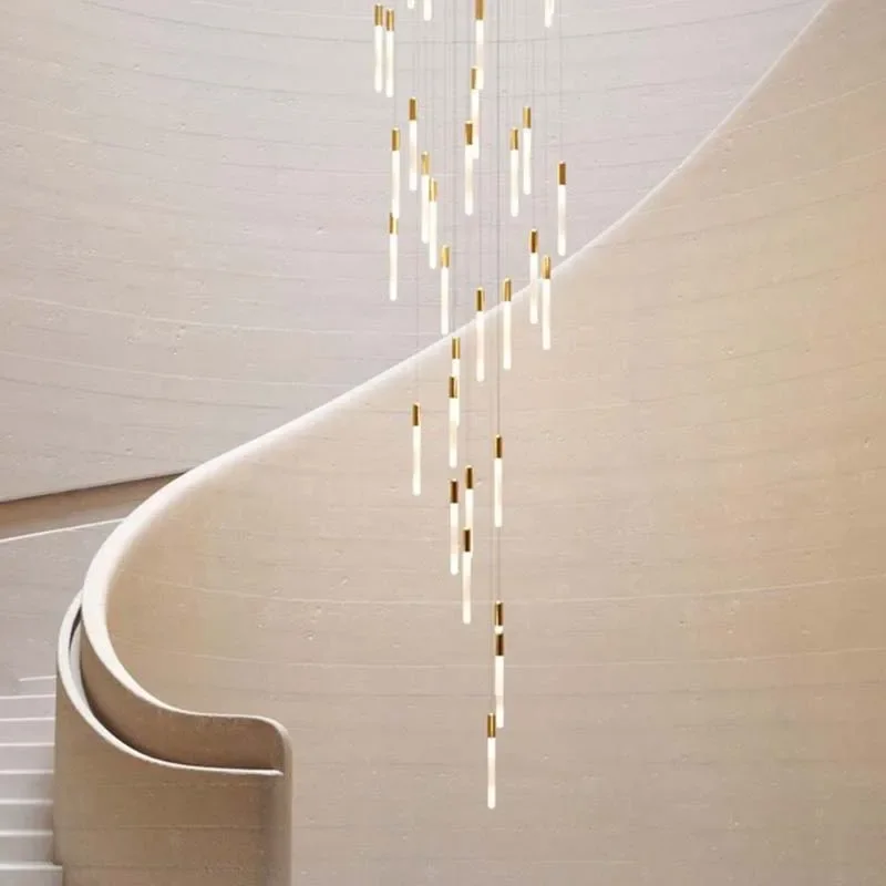 

Modern Branch LED Chandelier For Staircase Living Room Minimalism Design Long Tube Hanging Lamps Indoor Attic Lighting Fixtures