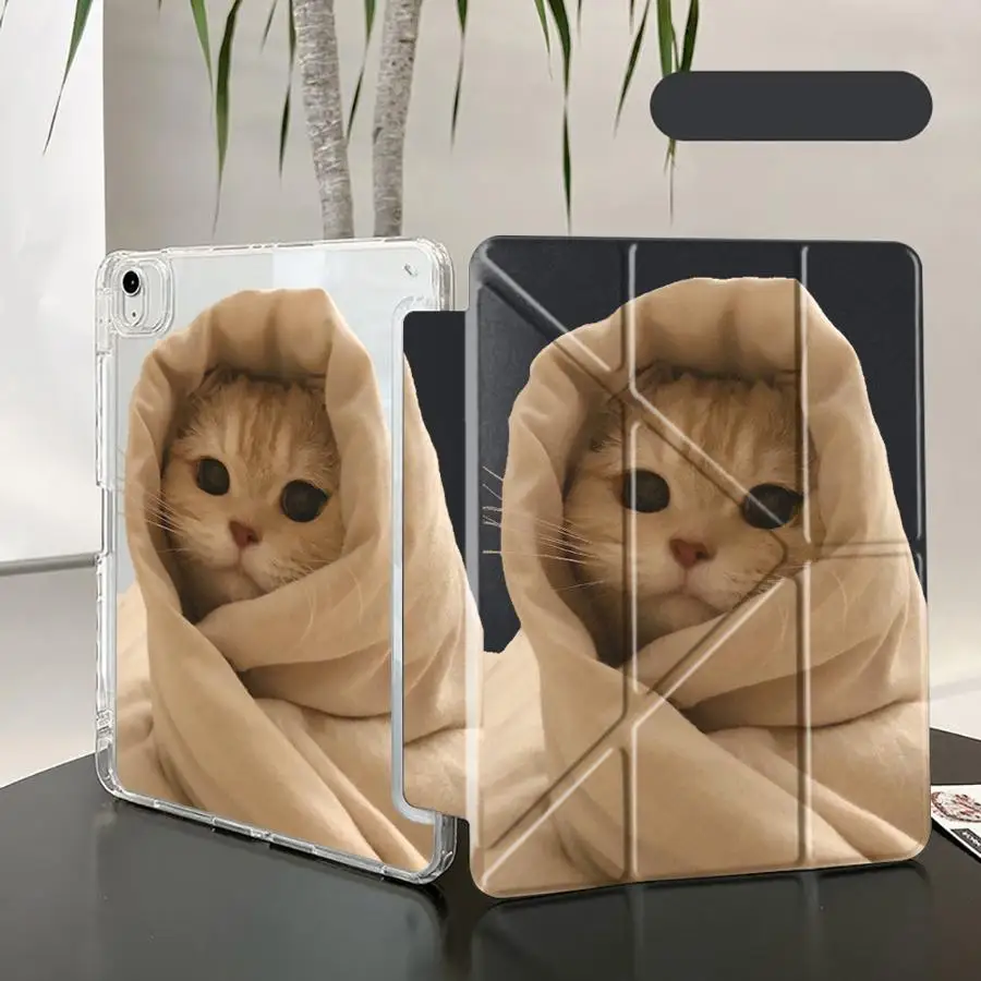 Cozy Cat Y-Fold Tablet Case with Holder - Premium Protection and Style