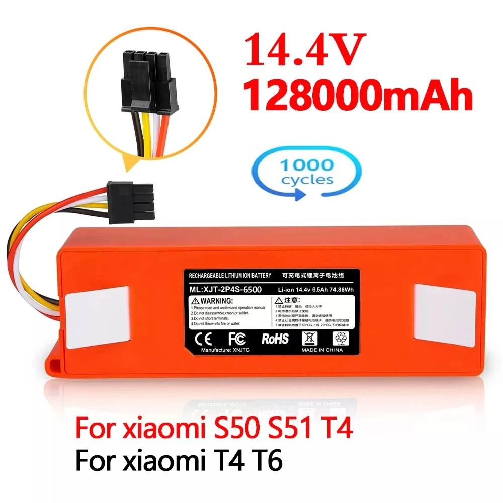 Vacuum Cleaner Battery Original Replacement Battery BRR-2P4S-5200D for XIAOMI 1S 1ST Roborock SDJQR01RR Sweeping Mopping Robot Vacuum Cleaner 6500mAh