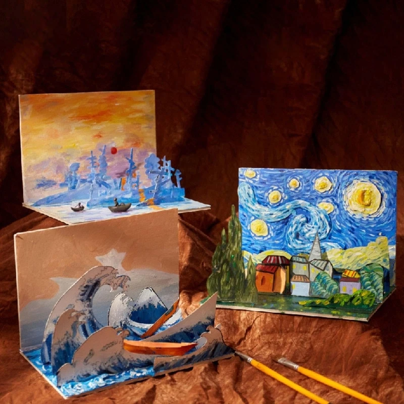 

3D Handmade Painting Crafts Paper Template Board for Children DIY Gift Present