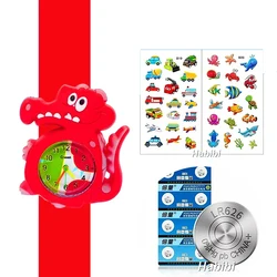 Children's Cartoon Aquatic Animal Slap Bracelet Watch - Fun Gift (Red)