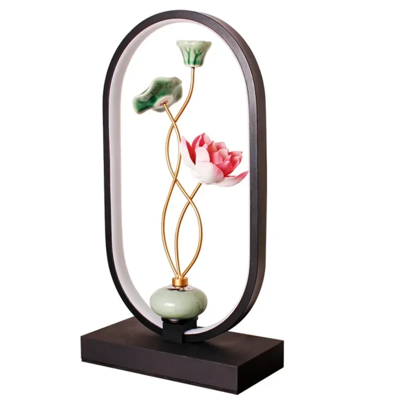 New Chinese Style Retro Table Lamp Lovers Creative Bedroom Bedside Desk Lamp Lotus Decoration Personality Intelligent Night