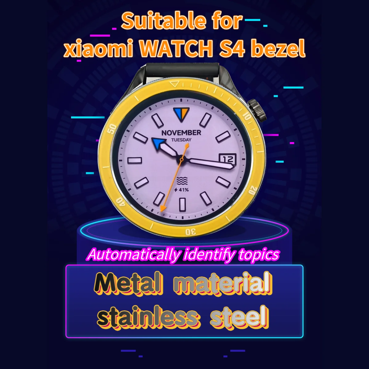 Yellow Stainless Steel Bezel Frame with Independent Identification Theme