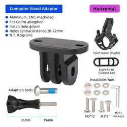 Aluminum Bicycle Computer Mount Adapter for Action Cameras and Sport Accessories (Horizontal D)