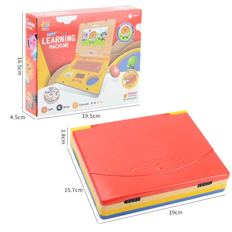 Toddler Puzzle Learning Machine Cartoon Fake Laptop with Light Music Mouse Simulation Computer Enlightening Toys for Kids Gifts